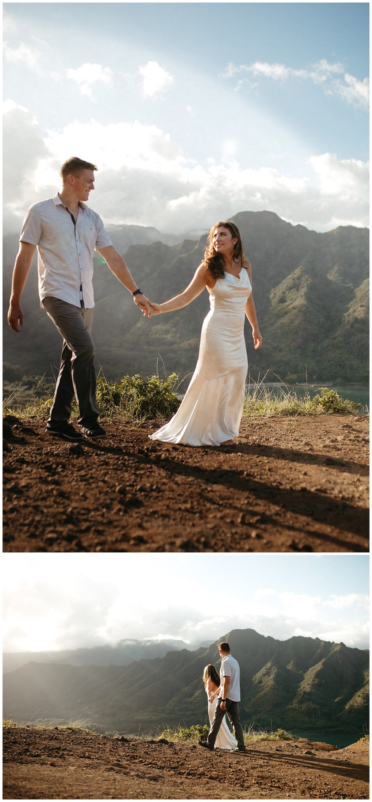 couple walking on mountains in hawaii