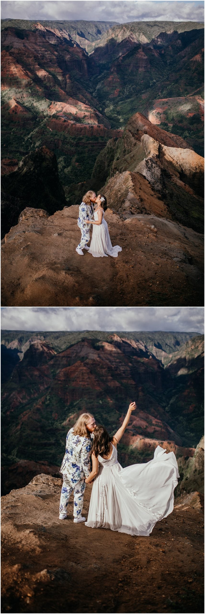 bride and groom in kauai