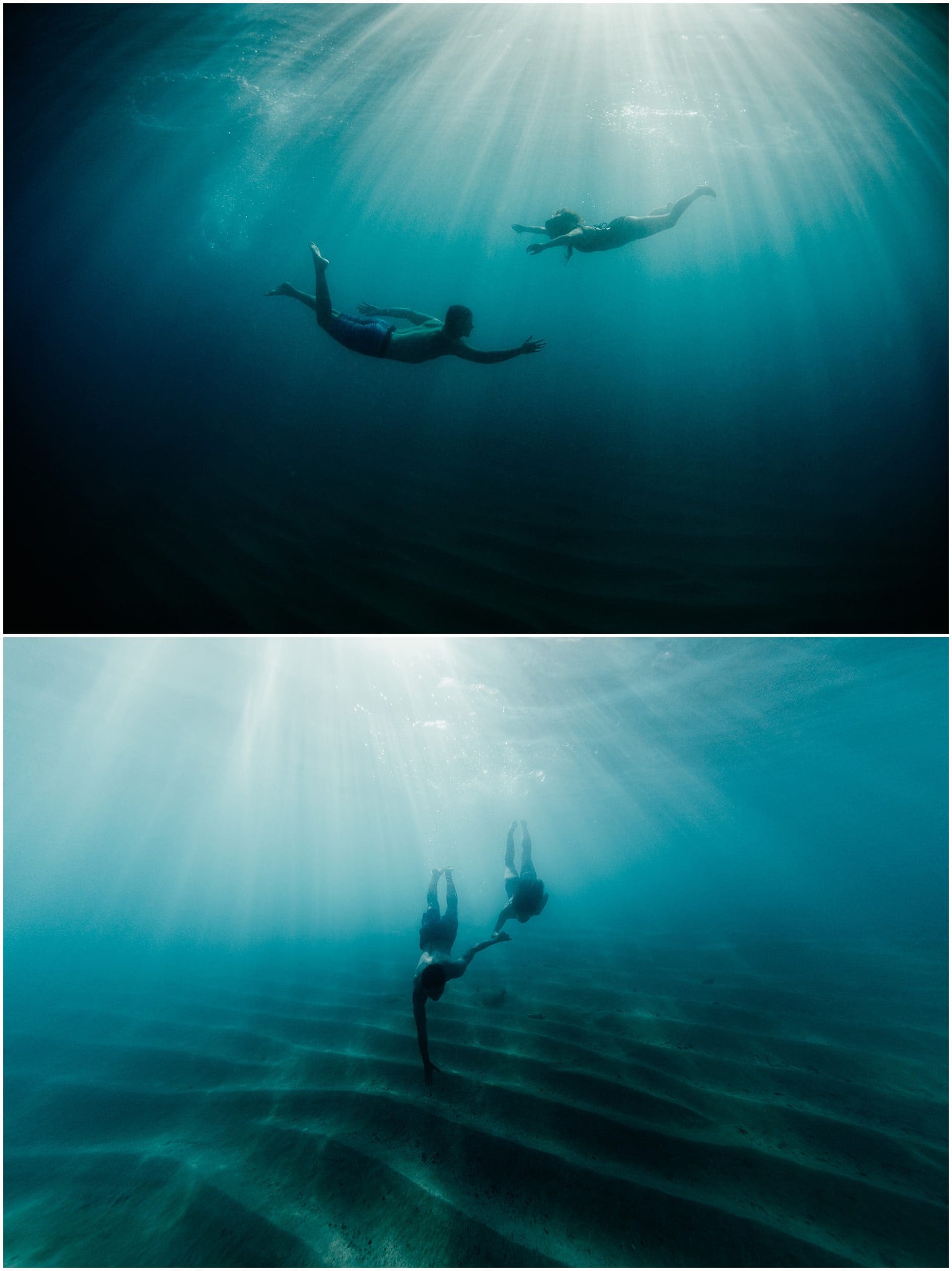 couple swimming in ocean