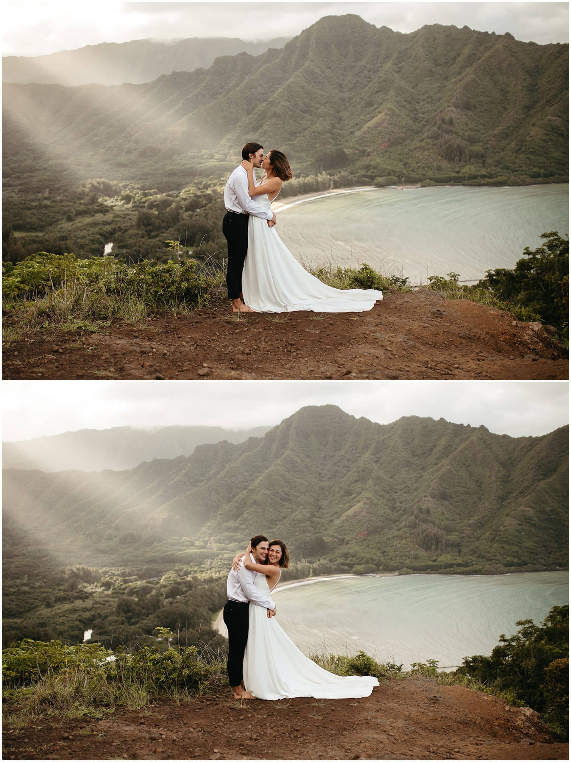 bride and groom in hawaii