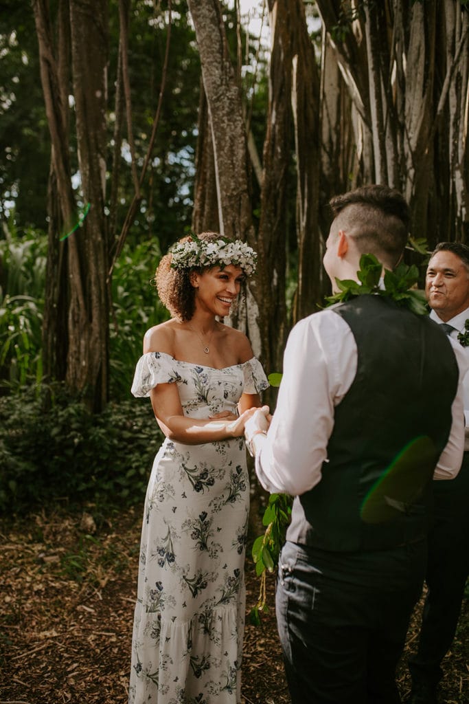 couple eloping in forest