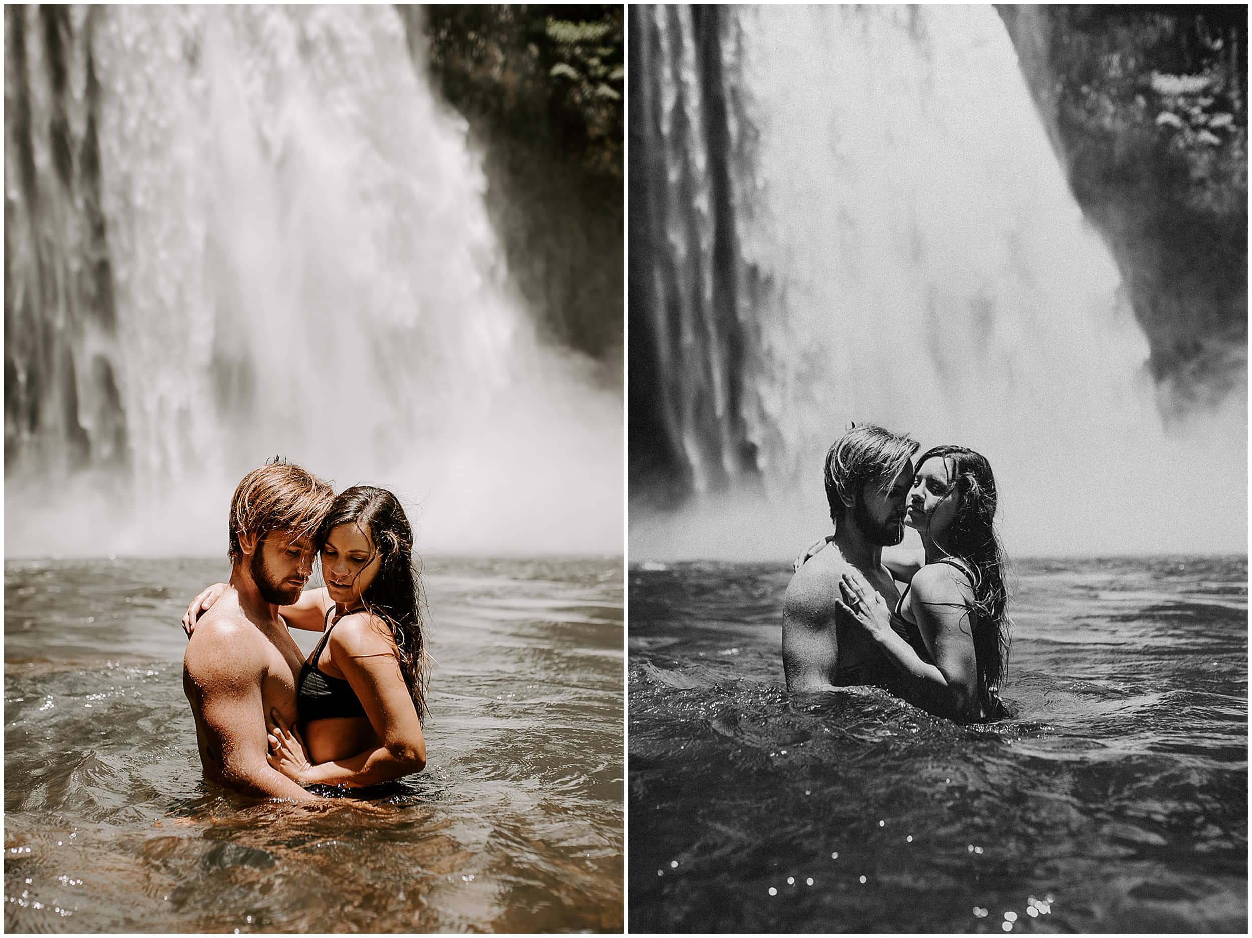 couple swimming for elopement