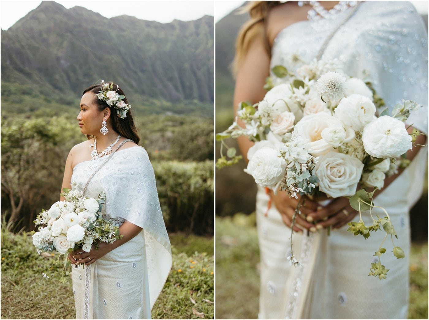 Traditional Cambodian dress for a Hawaii elopement 