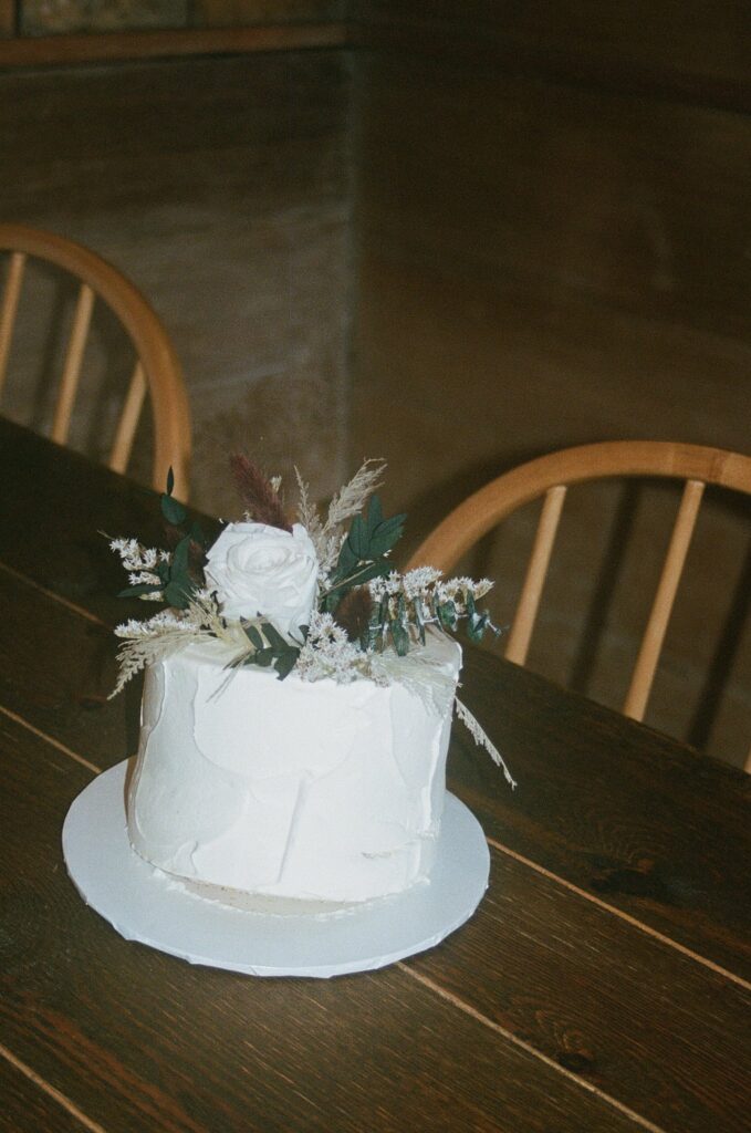 film photo of wedding cake